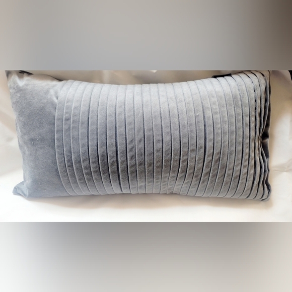 Elite Home Gray Ribbed Velvet Accent Lumbar Pillow 23x12" - Picture 1 of 7